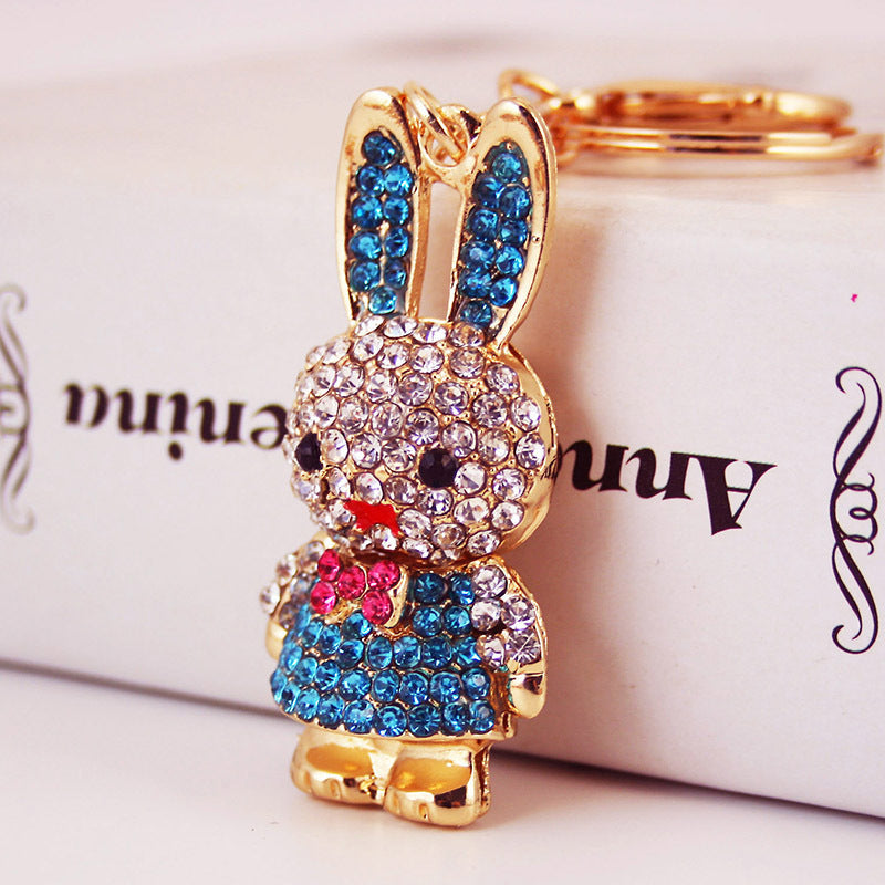Wholesale Creative Diamond-encrusted Cartoon Rabbit Keychain with Long Ears